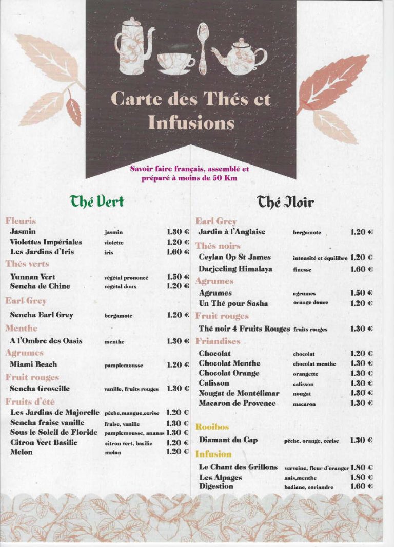 Carte des Thés Accro'Piz Carte des Thés Accro'Piz